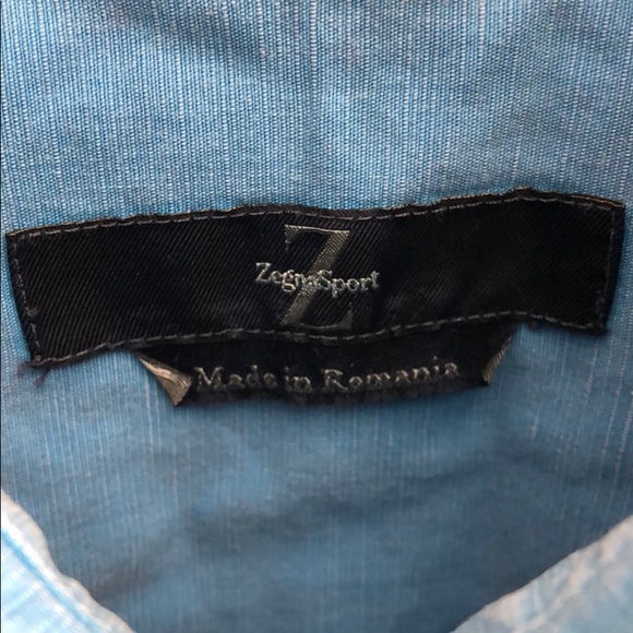 MEN’S ZEGNA SPORT VINTAGE BLUE LONG-SLEEVE BUTTON-DOWN SHIRT - MEDIUM - Picture 3 of 3